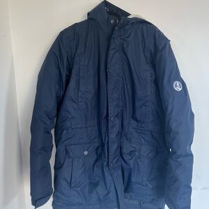 Lands' End Boy’s Navy Expedition Down Parka XXL 18 Grow Along Sleeves